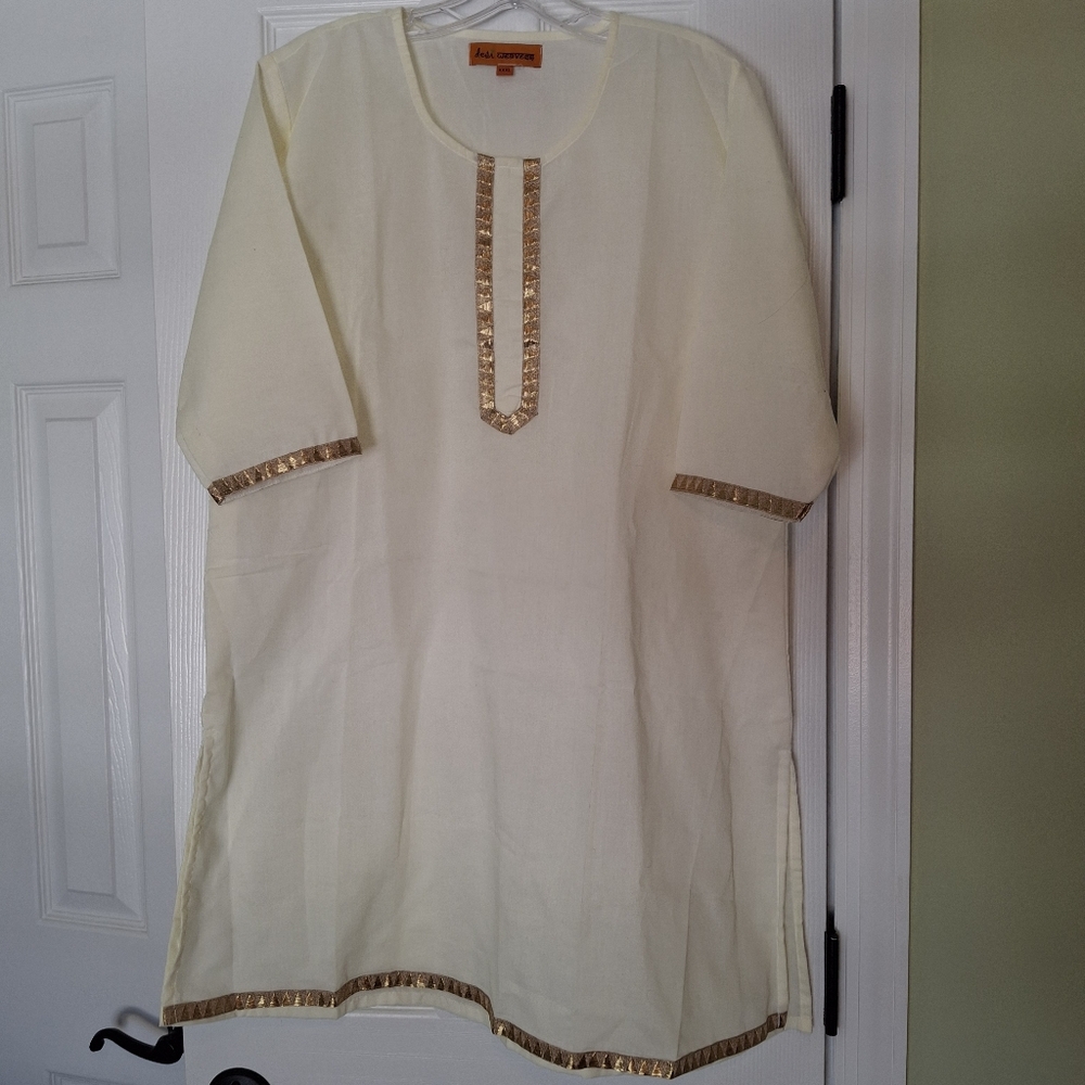 Cream Kurta with Gold Accents Size L